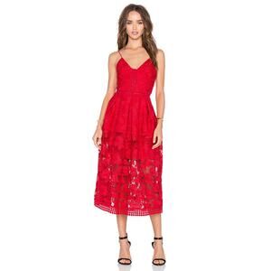 NEW Nicholas Red Lace Midi Dress